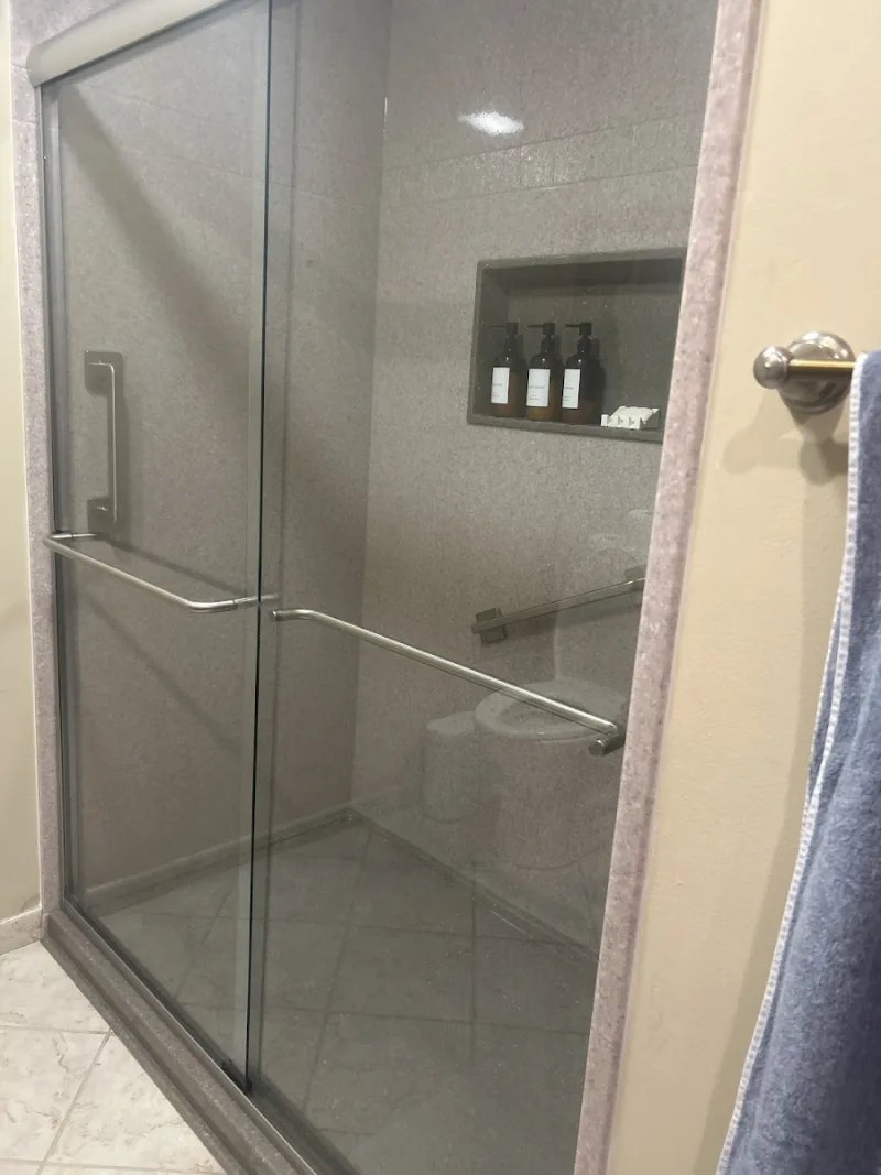 New glass walk-in shower installed by Yankee Home