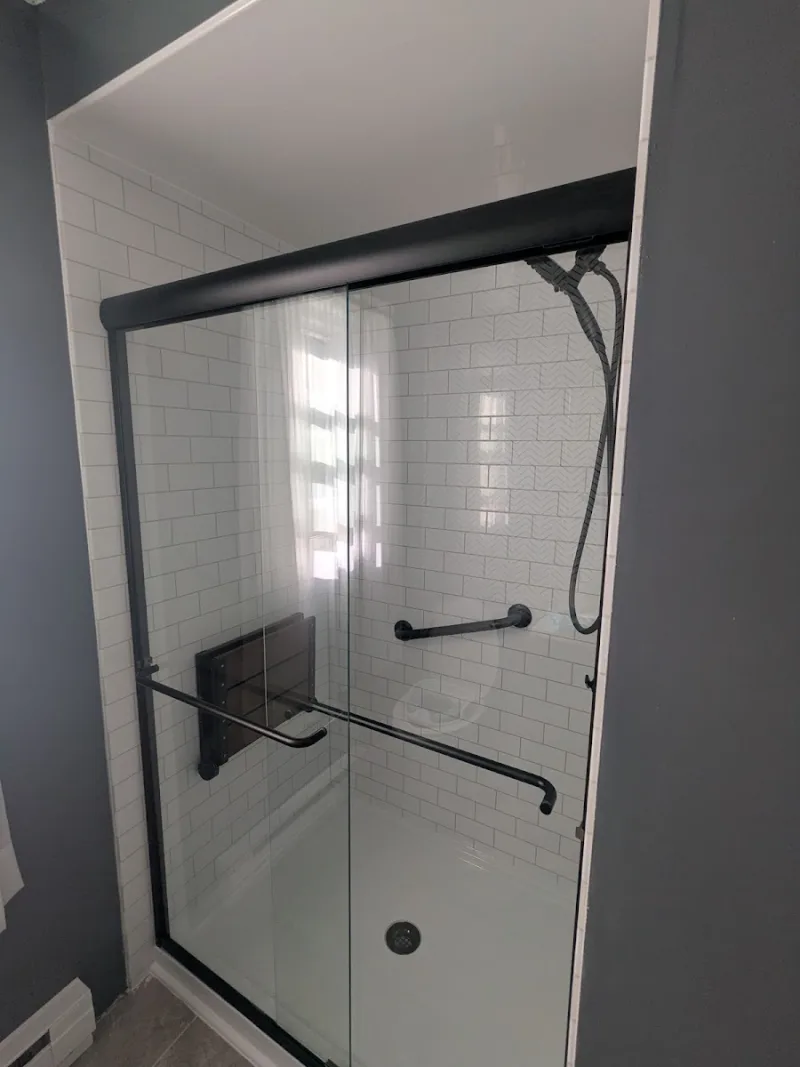 New glass walk-in shower installed by Yankee Home